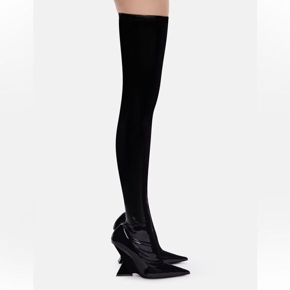 NEW The Attico Cheope Patent Leather Stretch Thigh Boots Size 5.5 - Picture 1 of 13